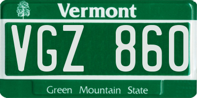 VT license plate VGZ860