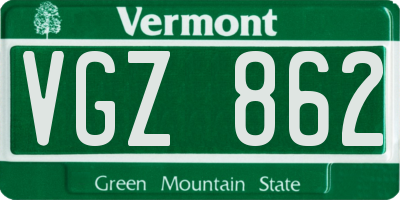VT license plate VGZ862