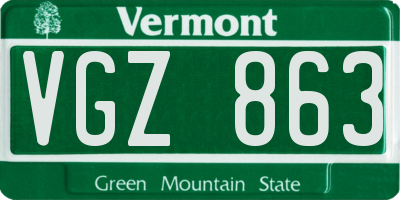 VT license plate VGZ863