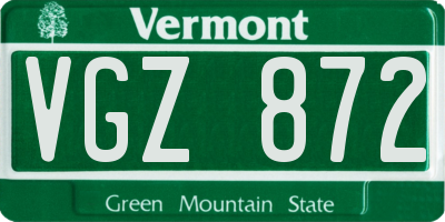 VT license plate VGZ872