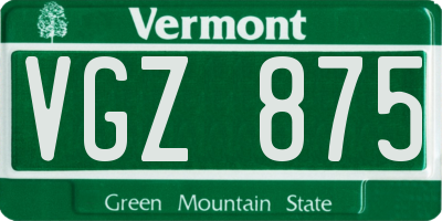 VT license plate VGZ875