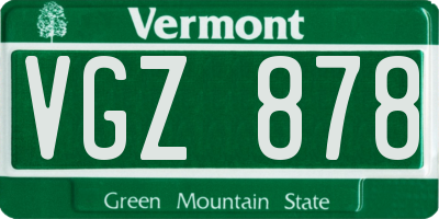 VT license plate VGZ878
