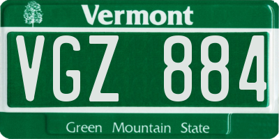 VT license plate VGZ884