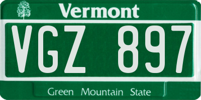 VT license plate VGZ897