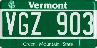 VT license plate VGZ903