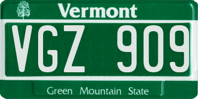 VT license plate VGZ909