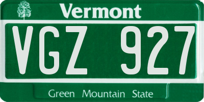 VT license plate VGZ927