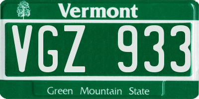 VT license plate VGZ933