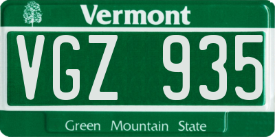 VT license plate VGZ935