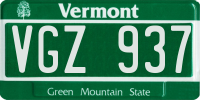 VT license plate VGZ937