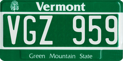 VT license plate VGZ959