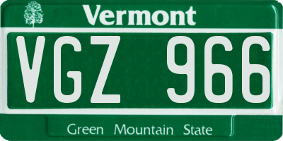 VT license plate VGZ966
