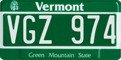VT license plate VGZ974