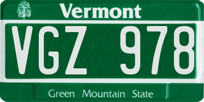 VT license plate VGZ978
