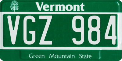 VT license plate VGZ984