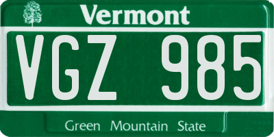 VT license plate VGZ985