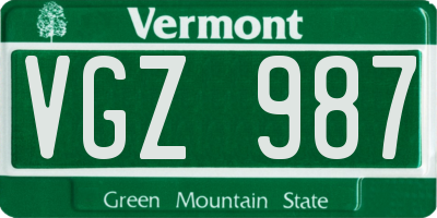 VT license plate VGZ987