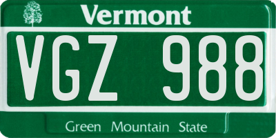 VT license plate VGZ988