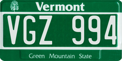 VT license plate VGZ994