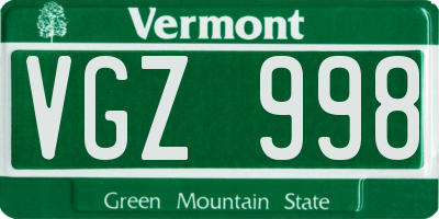 VT license plate VGZ998