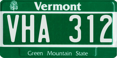 VT license plate VHA312