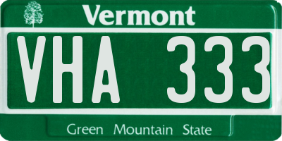 VT license plate VHA333