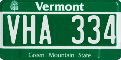 VT license plate VHA334
