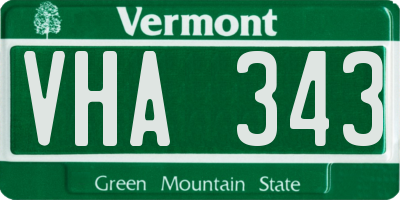 VT license plate VHA343