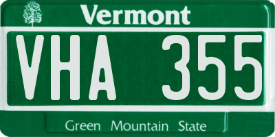 VT license plate VHA355