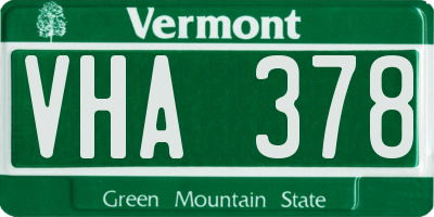 VT license plate VHA378