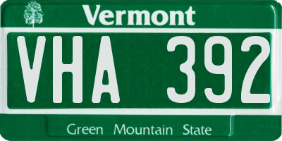 VT license plate VHA392