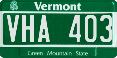 VT license plate VHA403