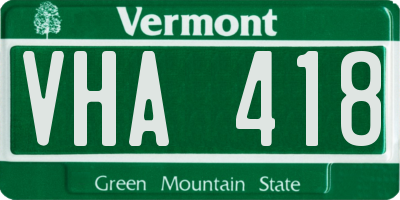 VT license plate VHA418