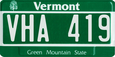 VT license plate VHA419