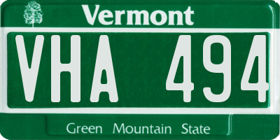 VT license plate VHA494