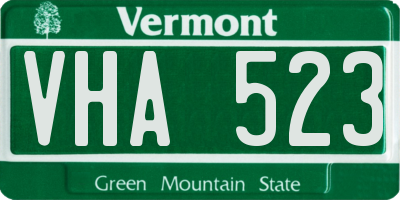 VT license plate VHA523