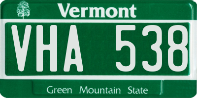 VT license plate VHA538