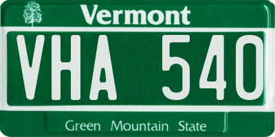VT license plate VHA540