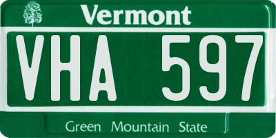 VT license plate VHA597