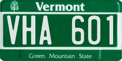 VT license plate VHA601