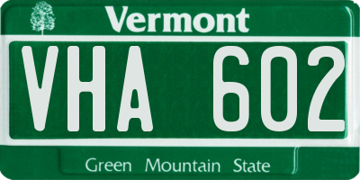 VT license plate VHA602