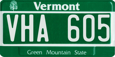 VT license plate VHA605