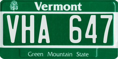 VT license plate VHA647