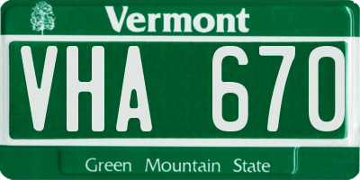 VT license plate VHA670