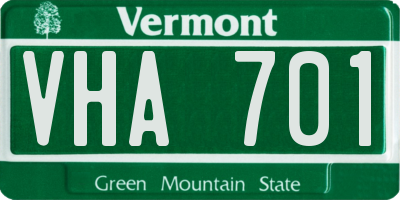 VT license plate VHA701