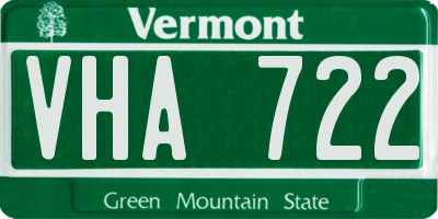 VT license plate VHA722