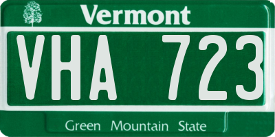 VT license plate VHA723