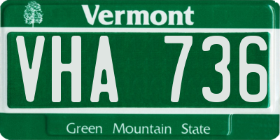 VT license plate VHA736