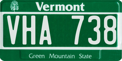 VT license plate VHA738