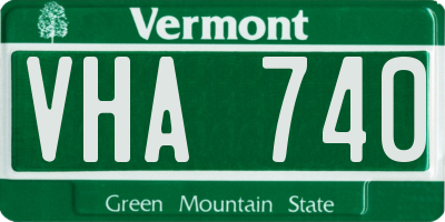 VT license plate VHA740